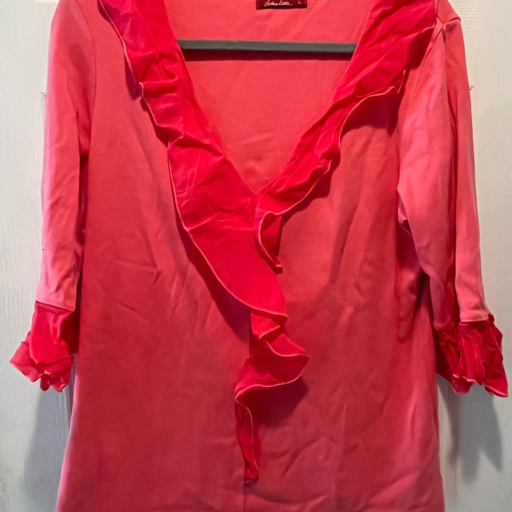 Barbara Lesser-salmon colored cotton shirt size Medium